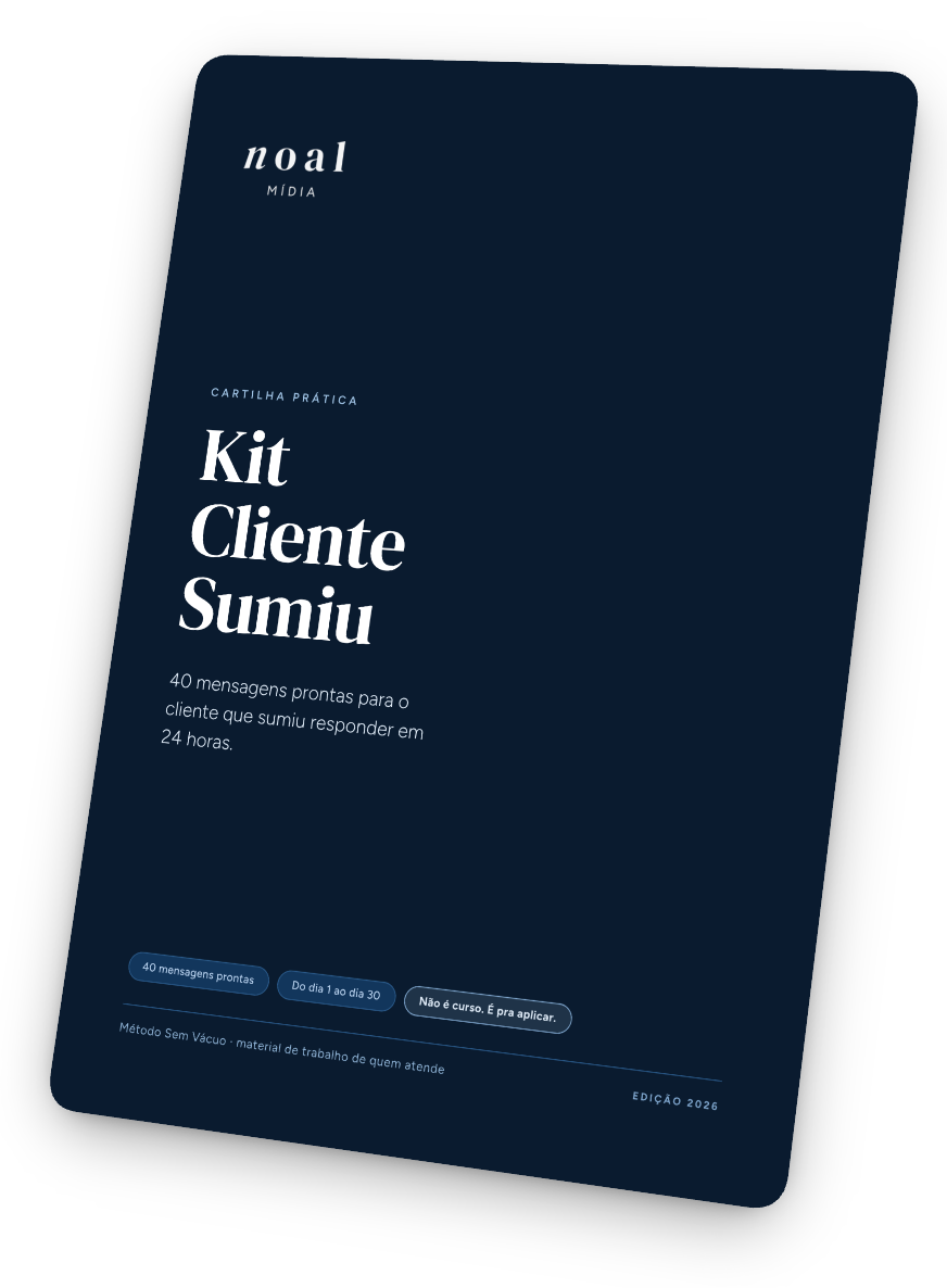 Capa do Kit Cliente Sumiu — cartilha prática com 40 mensagens prontas para o cliente que sumiu responder em 24 horas